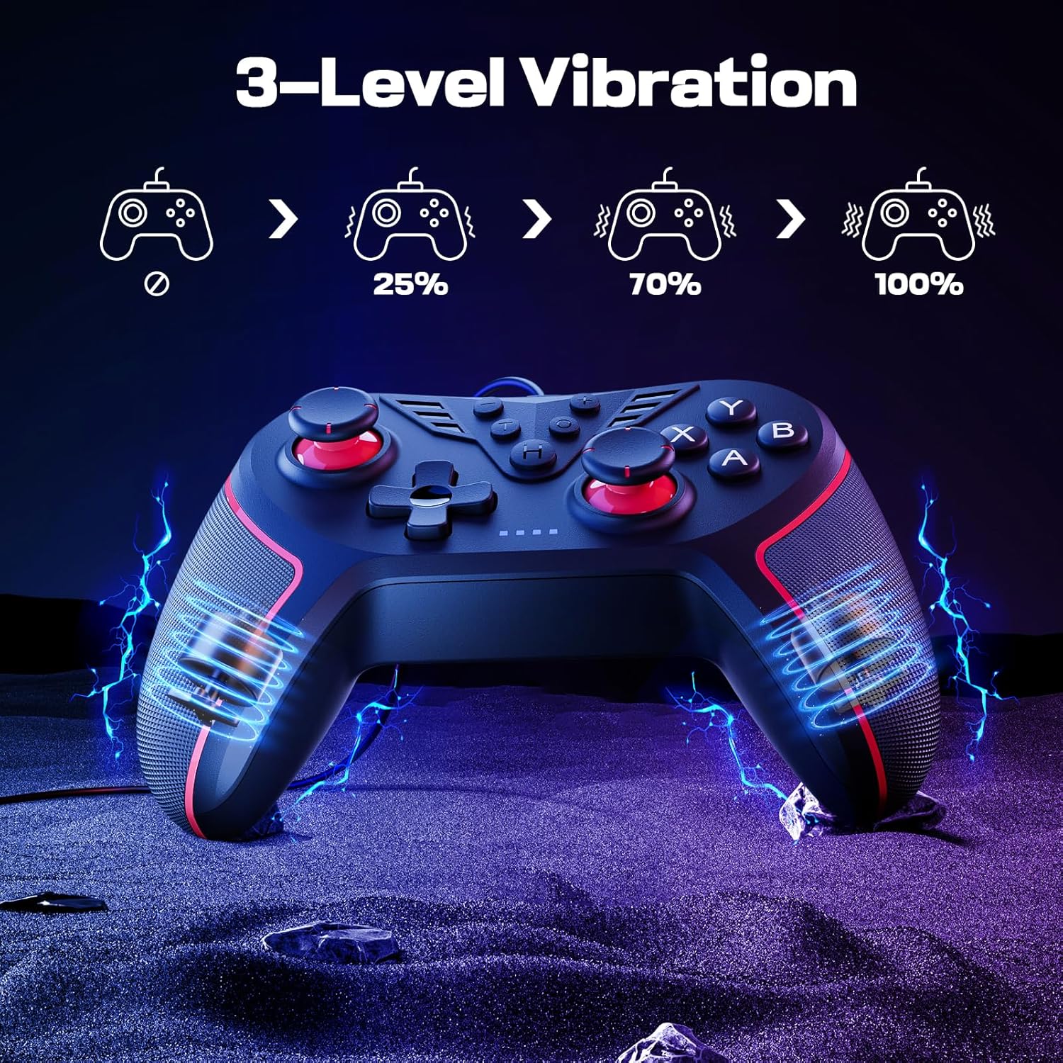 RivalPlay Wired Controller for PC with 2 Mapping Button Adjustable Vibration and 3 Turbo Speeds Compatible for Win(11/10/8/7) Plug-and-Play Black - Image 4
