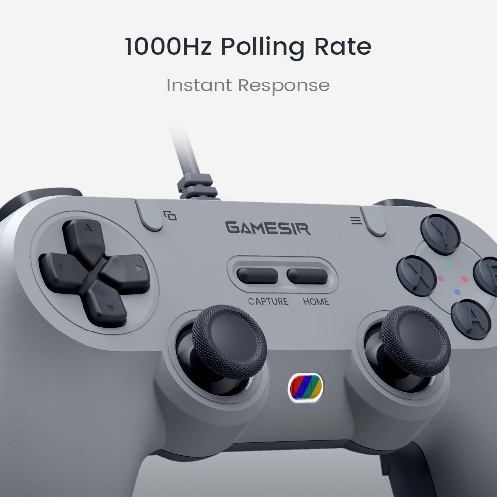 GameSir Tegenaria Lite Wired Game Controller For Switch, Android, iOS, PC, Steam With Retro 90s Design, Hall Effect Sticks, 1000Hz Polling Rate, Dual Rumble Motors, Mappable Back Buttons, Ultra-Low Latency, Ergonomic Design -Retro Gray - Image 4