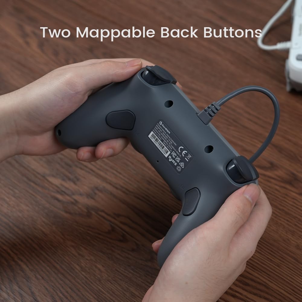 GameSir Tegenaria Lite Wired Game Controller For Switch, Android, iOS, PC, Steam With Retro 90s Design, Hall Effect Sticks, 1000Hz Polling Rate, Dual Rumble Motors, Mappable Back Buttons, Ultra-Low Latency, Ergonomic Design -Retro Gray - Image 6