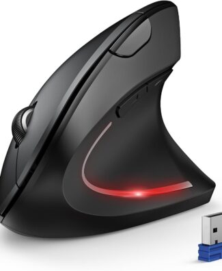 TECKNET Ergonomic Mouse, Wireless Bluetooth Vertical Mouse, 4800 DPI Optical Tracking, 6 Adjustable DPI, Quiet Clicks, 2.4GHz with USB A Receiver, 12 Months Battery, 6 Buttons, Wide Compatibility