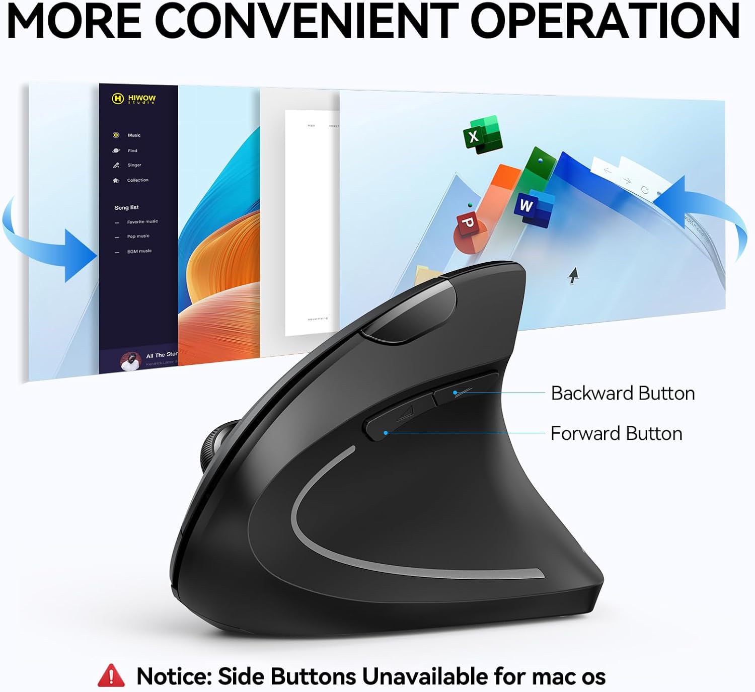 TECKNET Ergonomic Mouse, Wireless Bluetooth Vertical Mouse, 4800 DPI Optical Tracking, 6 Adjustable DPI, Quiet Clicks, 2.4GHz with USB A Receiver, 12 Months Battery, 6 Buttons, Wide Compatibility - Image 7