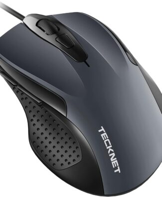 TECKNET USB Wired Mouse, 6-Button Corded Computer Mouse with 4 Adjustable DPI, Optical Computer Mice with Ergonomic Design and 5FT Cord for Laptop, Chromebook, PC, Desktop, Mac, Notebook-Gray