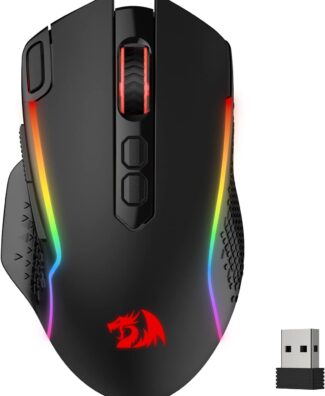 Redragon M810 Pro Wireless Gaming Mouse, 10000 DPI Wired/Wireless Gamer Mouse w/Rapid Fire Key, 8 Macro Buttons, 45-Hour Reliable Power Capacity and RGB Backlit for PC/Mac/Laptop